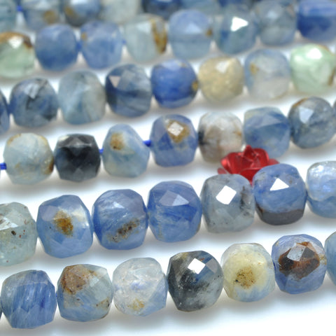 Natural Kyanite faceted cube loose beads blue gemstone wholesale for jewelry making bracelet diy stuff
