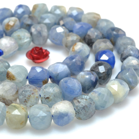 Natural Kyanite faceted cube loose beads blue gemstone wholesale for jewelry making bracelet diy stuff