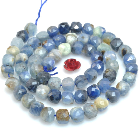 Natural Kyanite faceted cube loose beads blue gemstone wholesale for jewelry making bracelet diy stuff