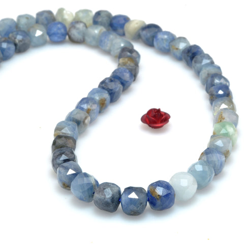 Natural Kyanite faceted cube loose beads blue gemstone wholesale for jewelry making bracelet diy stuff