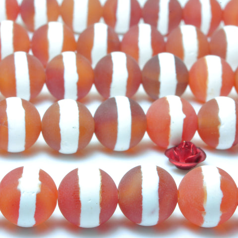 Red Agate OneLine Carnelian matte round loose beads wholesale gemstone for jewelry making bracelet necklace diy