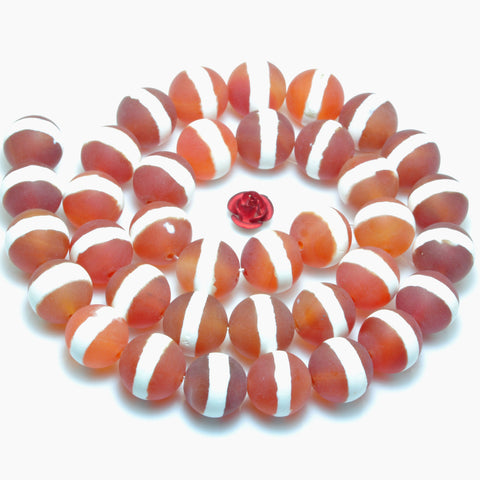 Red Agate OneLine Carnelian matte round loose beads wholesale gemstone for jewelry making bracelet necklace diy