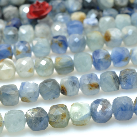 Natural Kyanite faceted cube loose beads blue gemstone wholesale for jewelry making bracelet diy stuff