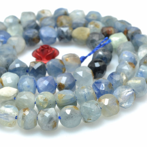 Natural Kyanite faceted cube loose beads blue gemstone wholesale for jewelry making bracelet diy stuff