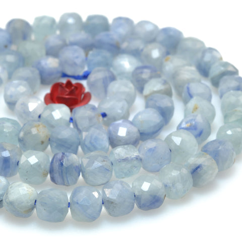 Natural kyanite faceted cube loose beads blue gemstone wholesale for jewelry making bracelet diy stuff