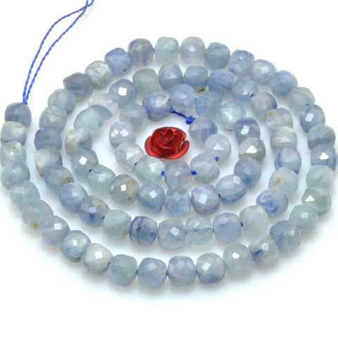 Natural kyanite faceted cube loose beads blue gemstone wholesale for jewelry making bracelet diy stuff