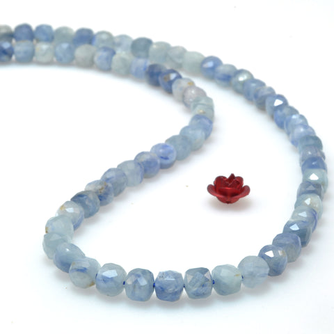 Natural kyanite faceted cube loose beads blue gemstone wholesale for jewelry making bracelet diy stuff