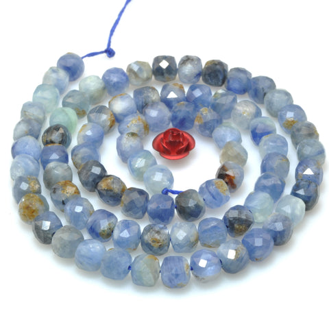 Natural kyanite faceted cube loose beads blue gemstone wholesale for jewelry making bracelet diy stuff