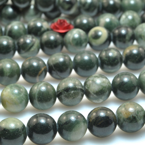 Natural green rainforest jasper smooth round beads loose gemstone wholesale jewelry making bracelet diy stuff