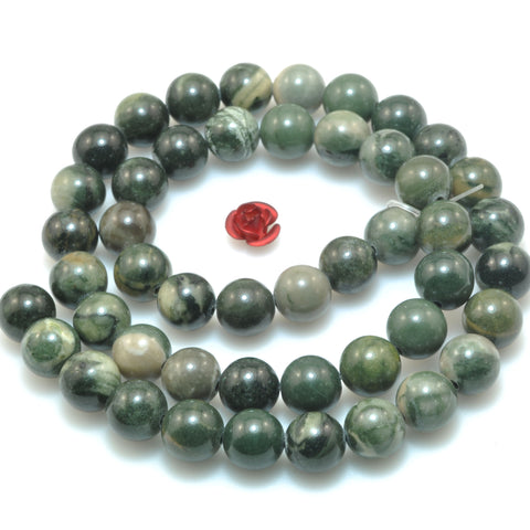 Natural green rainforest jasper smooth round beads loose gemstone wholesale jewelry making bracelet diy stuff