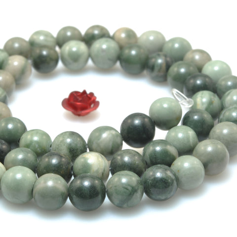 Natural green rainforest jasper smooth round beads loose gemstone wholesale jewelry making bracelet diy stuff