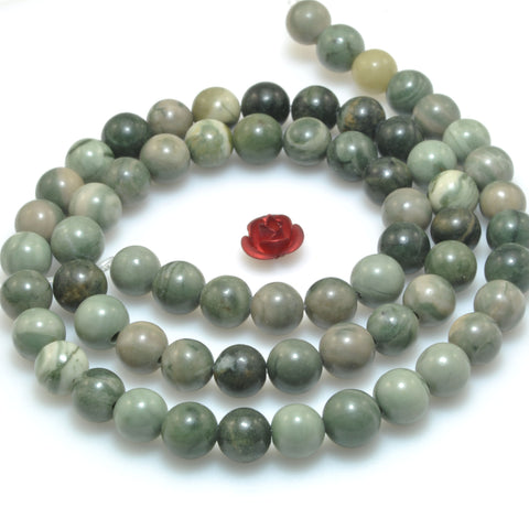 Natural green rainforest jasper smooth round beads loose gemstone wholesale jewelry making bracelet diy stuff