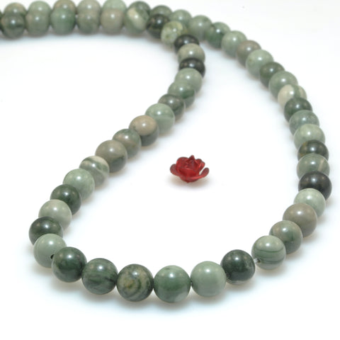 Natural green rainforest jasper smooth round beads loose gemstone wholesale jewelry making bracelet diy stuff