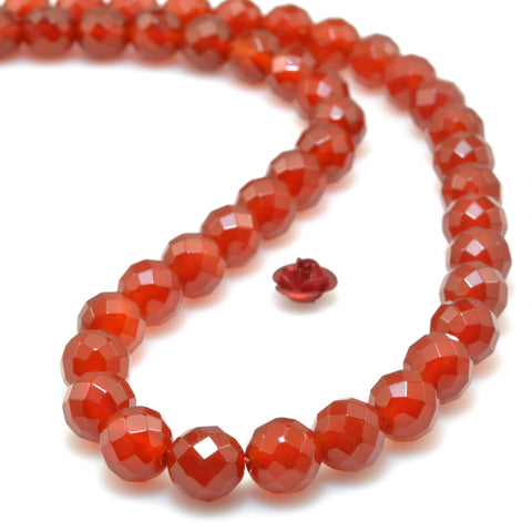 Natural Carnelian faceted round beads red gemstone wholesale jewelry making DIY 4mm-12mm