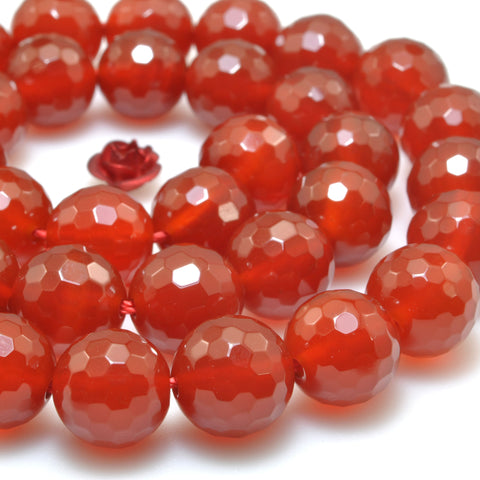 Natural Carnelian faceted round beads wholesale red gemstone jewelry 6mm-12mm