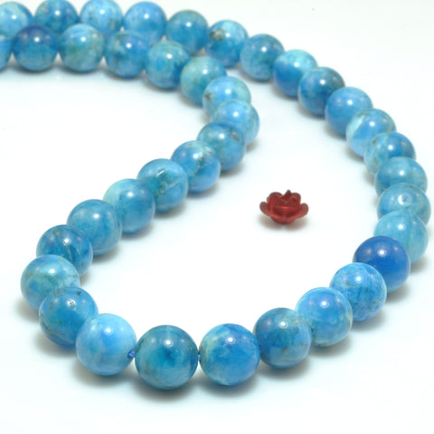 Natural Blue Apatite smooth round loose beads gemstone wholesale for jewelry making bracelet necklace diy