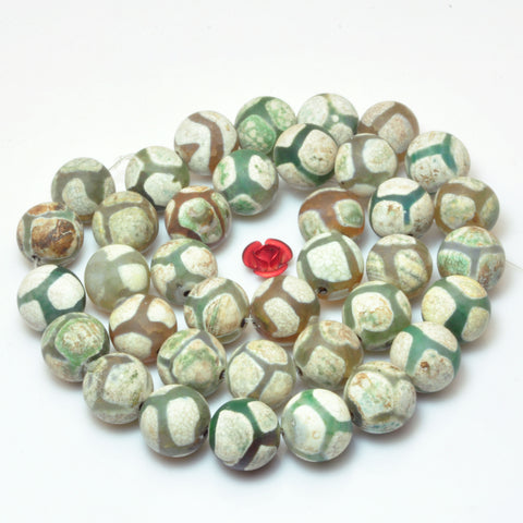Tibetan Agate Dzi turtleback matte round beads wholesale loose gemstone for jewelry making DIY