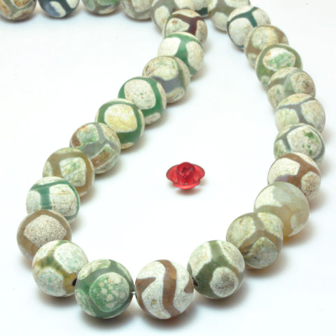 Tibetan Agate Dzi turtleback matte round beads wholesale loose gemstone for jewelry making DIY