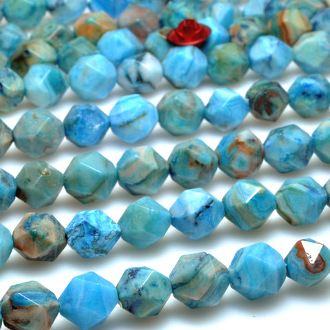 Blue Mexican Crazy Lace Agate star cut faceted nugget beads wholesale gemstone jewelry making bracelet necklace diy