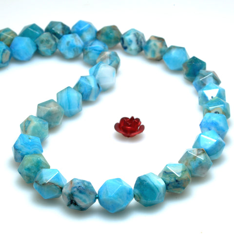 Blue Mexican Crazy Lace Agate star cut faceted nugget beads wholesale gemstone jewelry making bracelet necklace diy