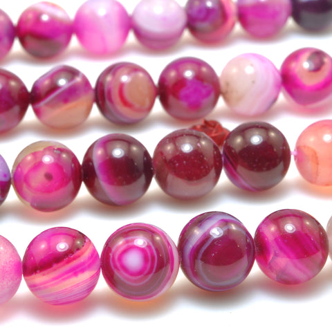Rose Red Banded Agate smooth round loose beads gemstone wholesale for jewelry making bracelet necklace diy