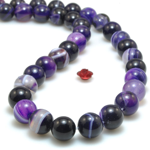 Purple Banded Agate smooth round loose beads gemstone wholesale for jewelry making bracelet necklace diy
