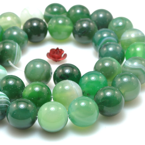 Green Banded Agate smooth round loose beads gemstone wholesale for jewelry making bracelet necklace diy