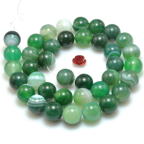 Green Banded Agate smooth round loose beads gemstone wholesale for jewelry making bracelet necklace diy