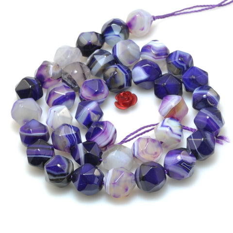 Purple Stripe Agate star cut faceted nugget beads banded agate stone loose gemstone wholesale jewelry making bracelet diy