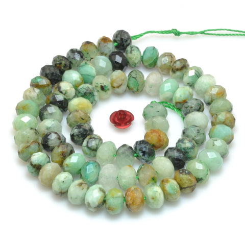 Natural Green Chrysocolla Faceted rondelle beads loose gemstone wholesale for jewelry making bracelet necklace DIY