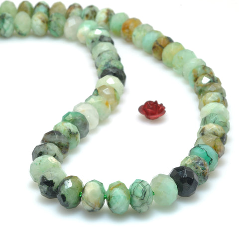 Natural Green Chrysocolla Faceted rondelle beads loose gemstone wholesale for jewelry making bracelet necklace DIY