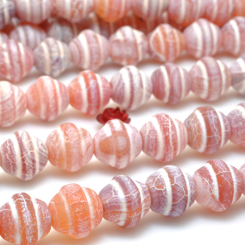 Red crackle agate fire matte drum beads wholesale gemstone loose stone jewelry making bracelet diy