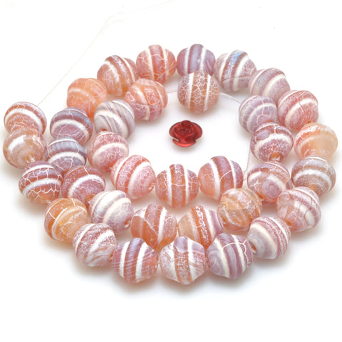 Red crackle agate fire matte drum beads wholesale gemstone loose stone jewelry making bracelet diy