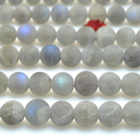 Natural Labradorite matte round beads wholesale loose gemstone gray semi precious stone for jewelry making bracelet DIY