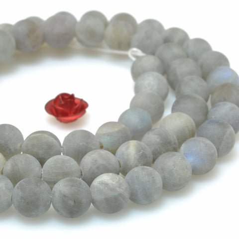 Natural Labradorite matte round beads wholesale loose gemstone gray semi precious stone for jewelry making bracelet DIY