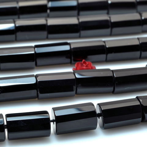 Black onyx faceted Tube Cylinder beads wholesale loose gemstone for jewelry making bracelet necklace diy stuff