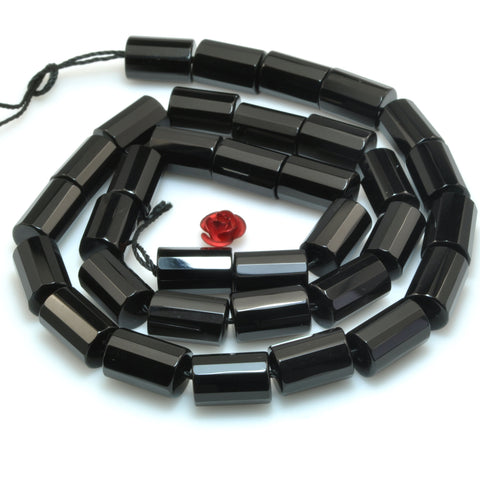Black onyx faceted Tube Cylinder beads wholesale loose gemstone for jewelry making bracelet necklace diy stuff