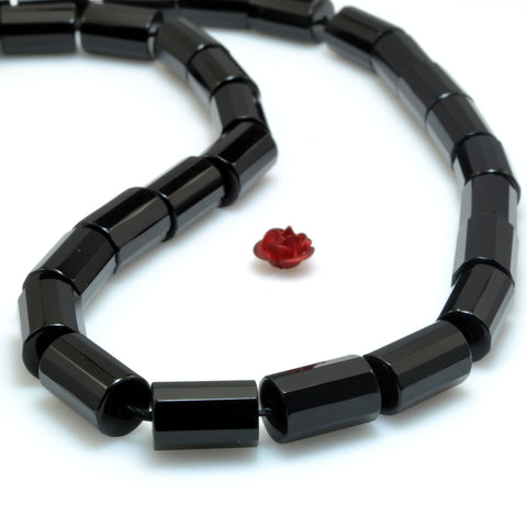 Black onyx faceted Tube Cylinder beads wholesale loose gemstone for jewelry making bracelet necklace diy stuff