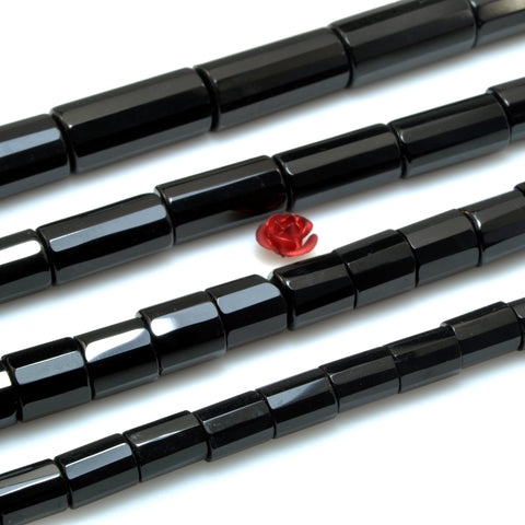 Black onyx faceted Tube Cylinder beads wholesale loose gemstone for jewelry making bracelet necklace diy stuff
