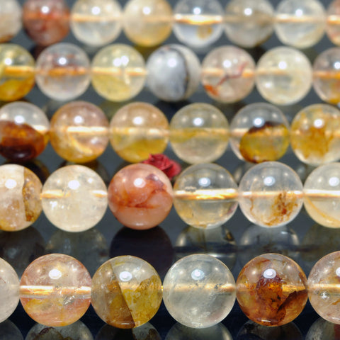 Natural Golden Red Hematoid Quartz Smooth Round Loose Beads Wholesale Gemstone for Jewelry Making Diy Bracelets Necklace