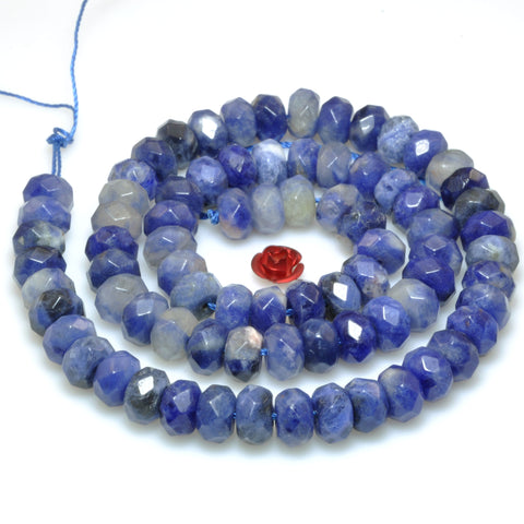 YesBeads Natural Blue Sodalite faceted rondelle beads gemstone wholesale jewelry making 15"