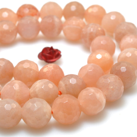 Natural Sunstone faceted round loose beads wholesale gemstone for jewelry making bracelet necklace diy
