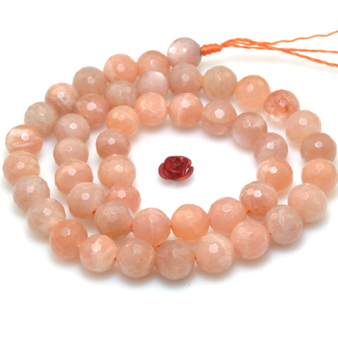 Natural Sunstone faceted round loose beads wholesale gemstone for jewelry making bracelet necklace diy