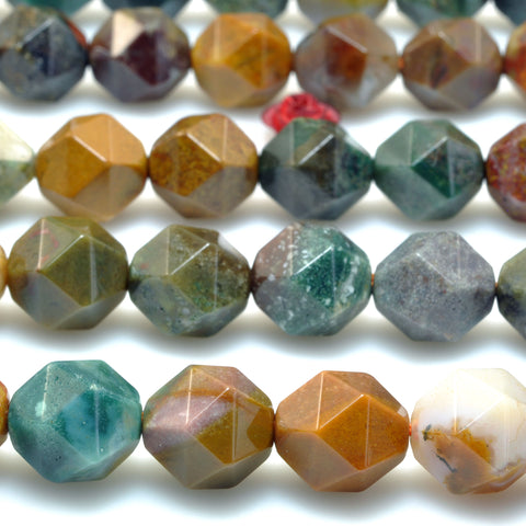 Natural Ocean Agate star cut faceted nugget beads wholesale gemstone for jewelry making DIY bracelet necklace