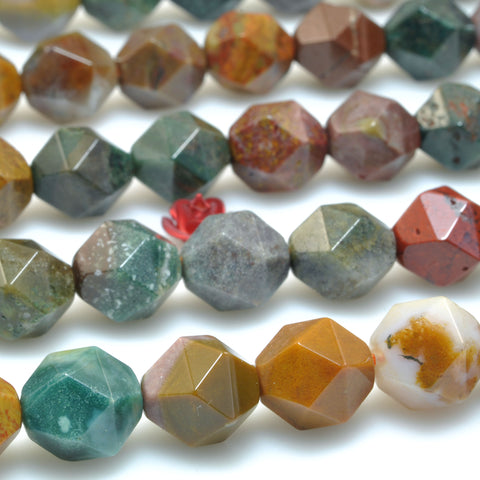 Natural Ocean Agate star cut faceted nugget beads wholesale gemstone for jewelry making DIY bracelet necklace