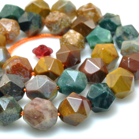 Natural Ocean Agate star cut faceted nugget beads wholesale gemstone for jewelry making DIY bracelet necklace