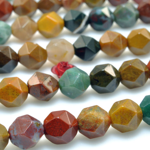 Natural Ocean Agate star cut faceted nugget beads wholesale gemstone for jewelry making DIY bracelet necklace