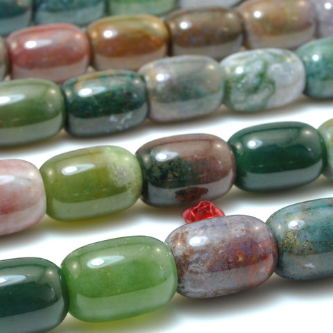 Natural Indian Agate smooth barrel drum beads wholesale gemstone loose stone for jewelry making