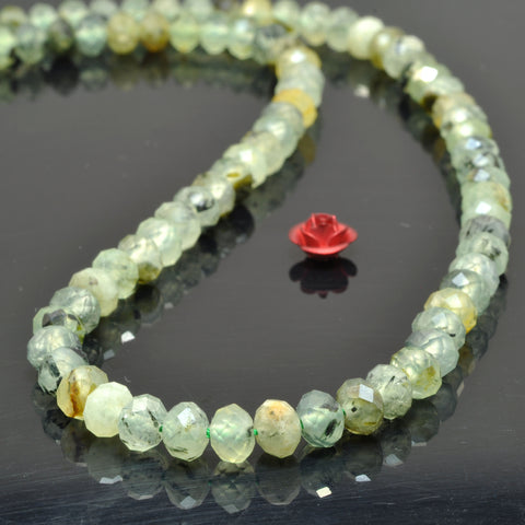 Natural Green Prehnite faceted rondelle beads wholesale loose gemstone semi precious stone for jewelry making bracelet necklace DIY