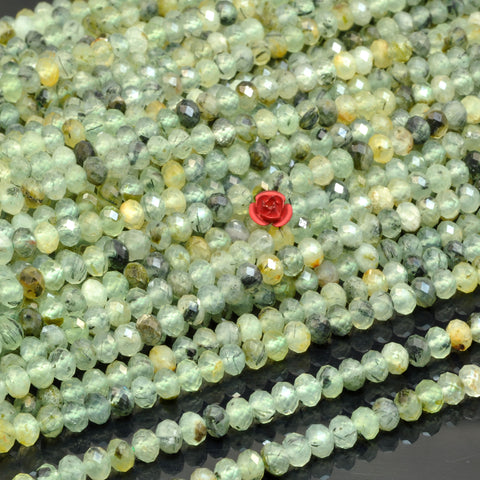 Natural Green Prehnite faceted rondelle beads wholesale loose gemstone semi precious stone for jewelry making bracelet necklace DIY